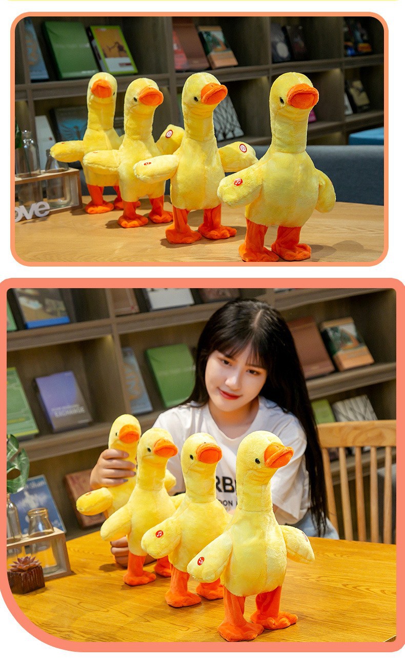 Douyin Online Influencer Same Style Neck-Lifting Duck Small Yellow Duck Learn to Talk and Walk Can Call Repeat Reading Little Duck Singing Toys