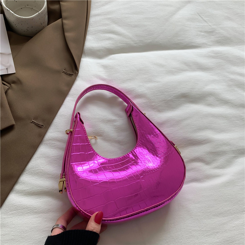 Fresh Fashion Net Red Bright Surface Handbag 2023 Autumn and Winter New Simple Pure Color Trendy Shoulder Underarm Bag