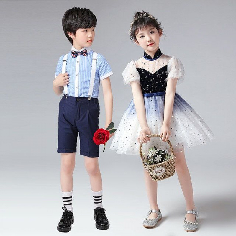 表演服儿童大合唱演出服男童主持人女童蓬蓬裙中小学生舞蹈表演