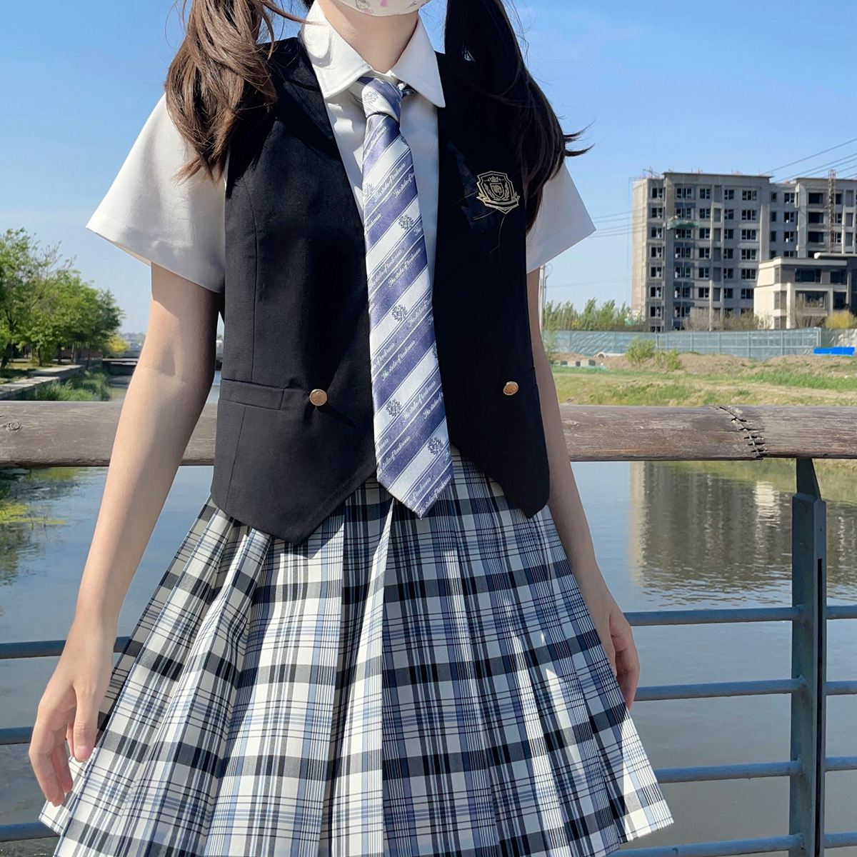 稻禾川/羽堇中 原创jk制服马甲背心 女生短款西装学院风厂家直销