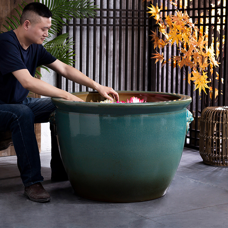 特大号陶瓷庭院养鱼大缸鱼缸睡莲荷花盆缸大型特大号客厅水缸摆件
