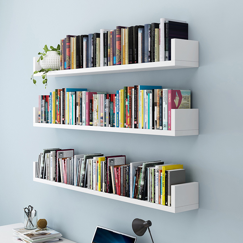 墙上置物架壁挂书架墙面免打孔客厅卧室墙装饰墙壁挂墙隔层板木架