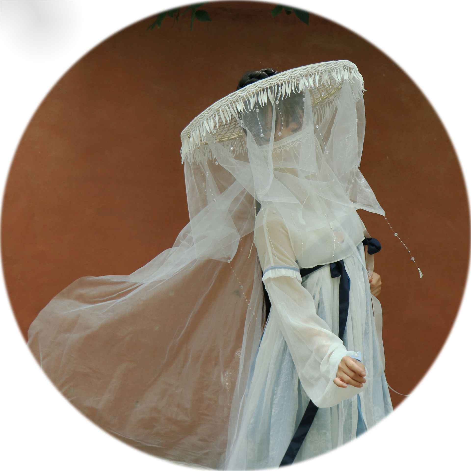 汉服饰品写真道具斗笠帽幕篱防晒飘逸仙帷帽斗笠影楼幕篱防晒遮容