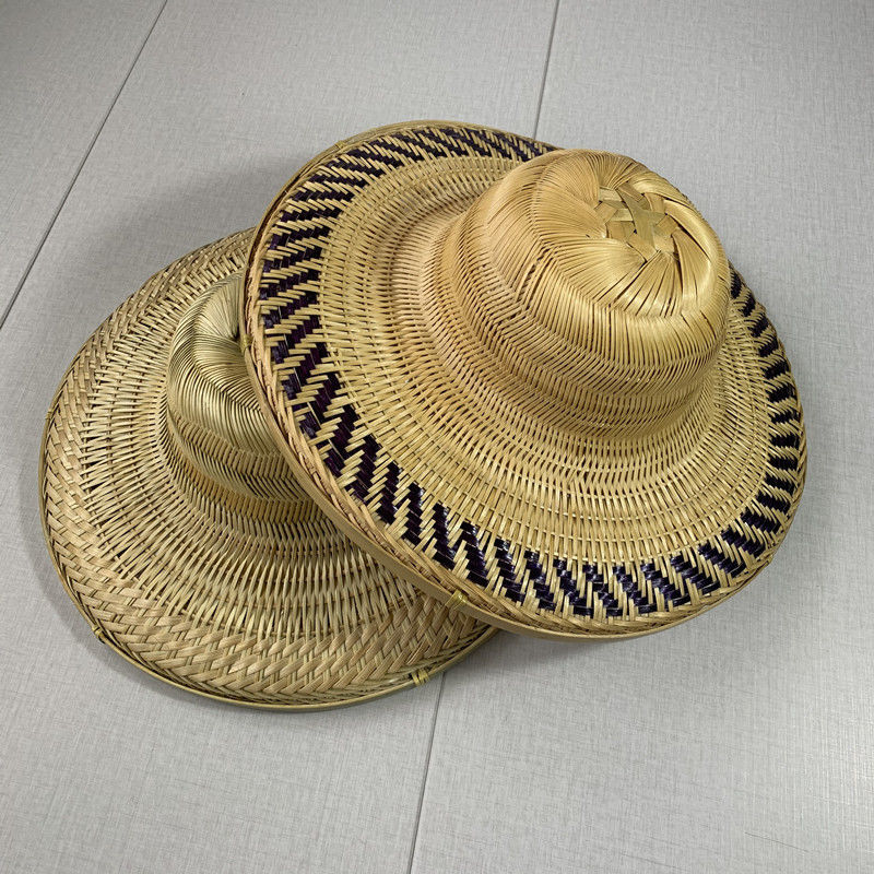 竹编大圆帽男遮阳帽户外防晒防雨大沿中山帽劳保竹帽舞台道具帽子