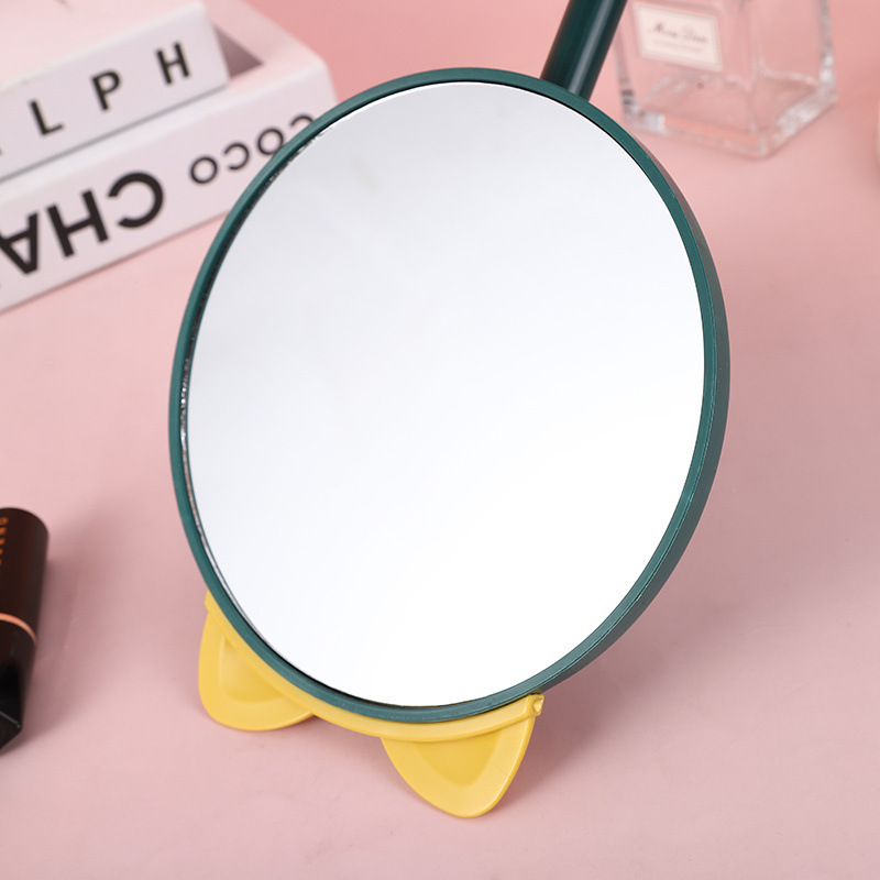 Makeup Mirror Household Desk Desktop Vanity Mirror Cute Deer Horn Rotating Makeup Mirror Student Dormitory round Bottom Small Mirror