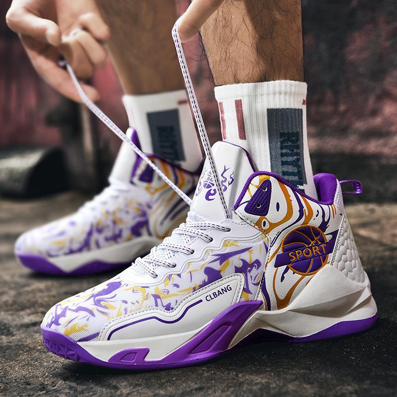 跨境实战篮球鞋青少年后卫球鞋中大童学生网面透气比赛训练运动鞋