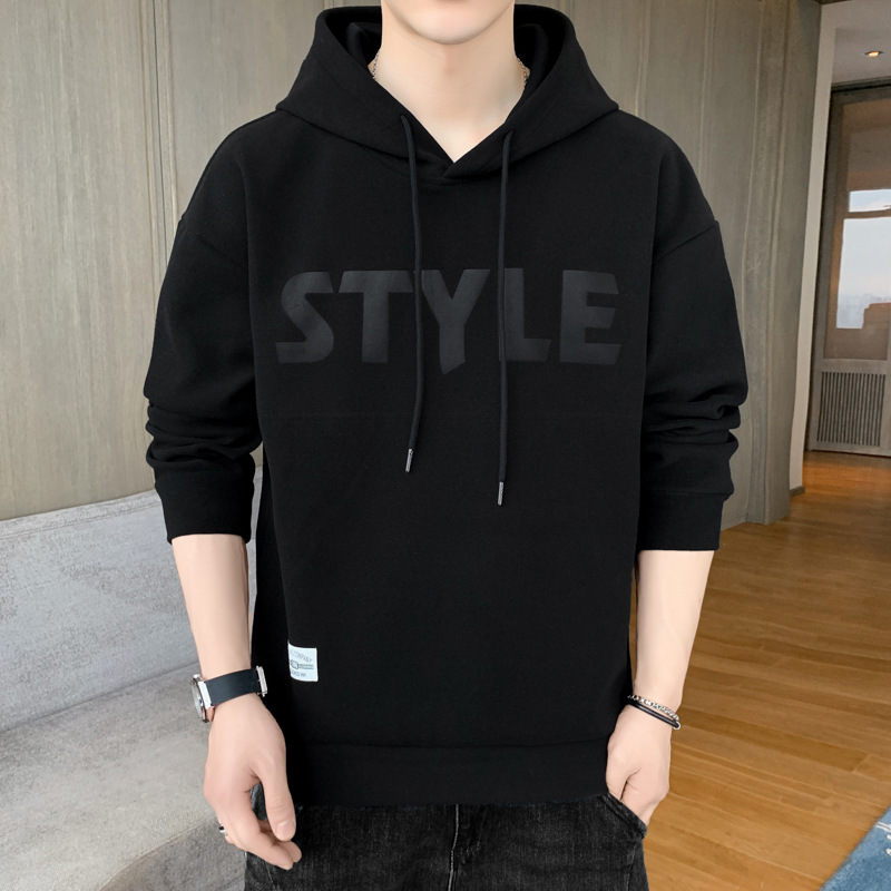 New Spring and Autumn Dralon Men's Sweater Korean Style Fashion Brand Hooded Long-Sleeved T-shirt Loose Inner Wear Top Clothes Men's Clothing