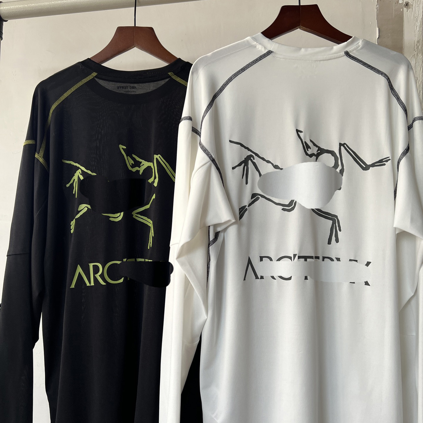 新款正确版system鸟牌鸟化石骨架印花明线装饰长袖宽松打底衫t恤