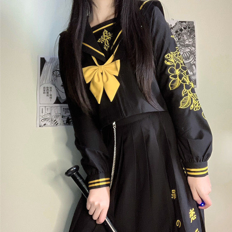 原版制服不良jk首团正统刺绣长裙套装水手服