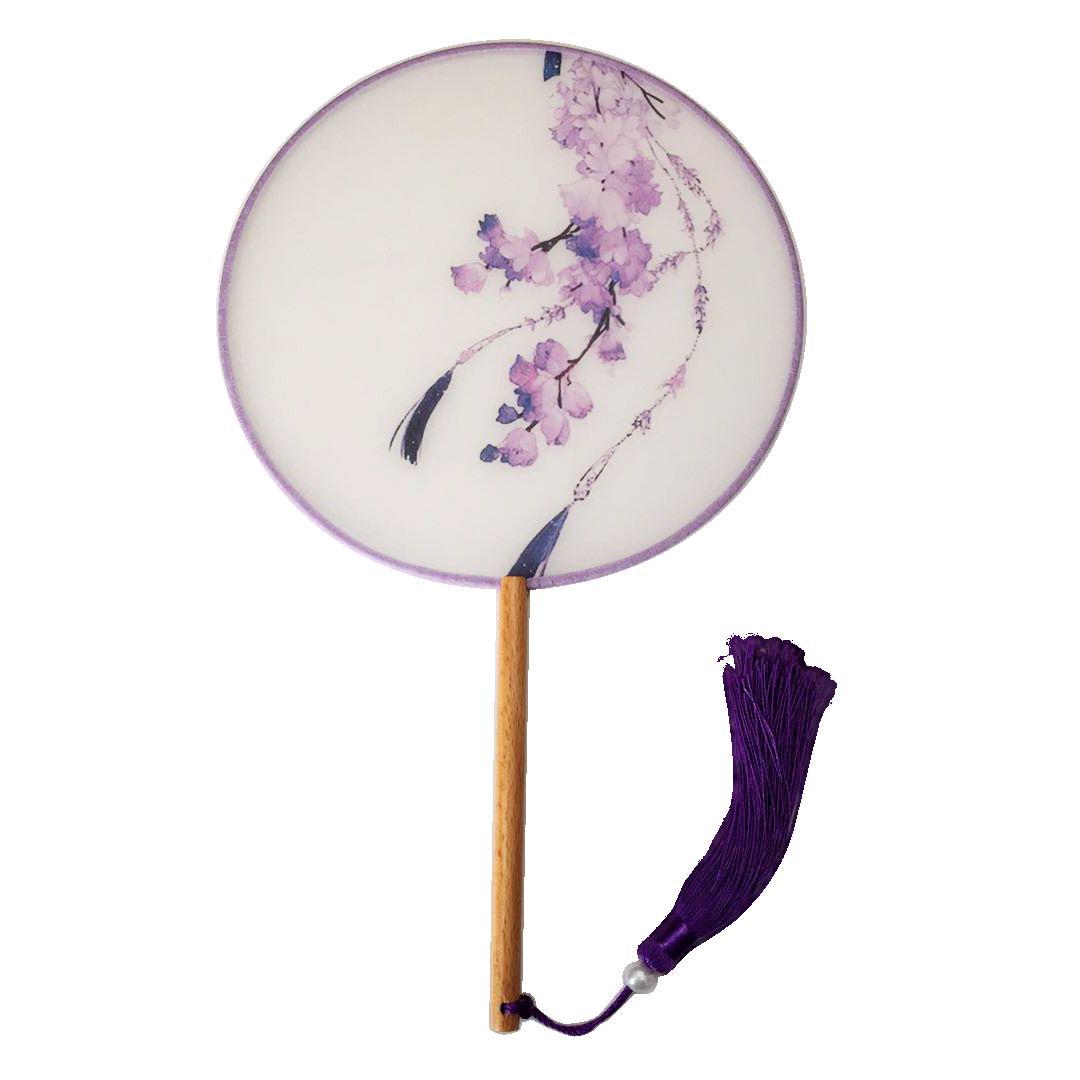 中国风古风圆形扇古代汉服旗袍舞蹈扇子半透明女双面团扇流苏