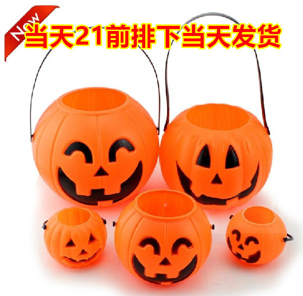 万圣节南瓜灯手提带盖南瓜桶儿童鬼节南瓜桶发光布置道具装饰用品