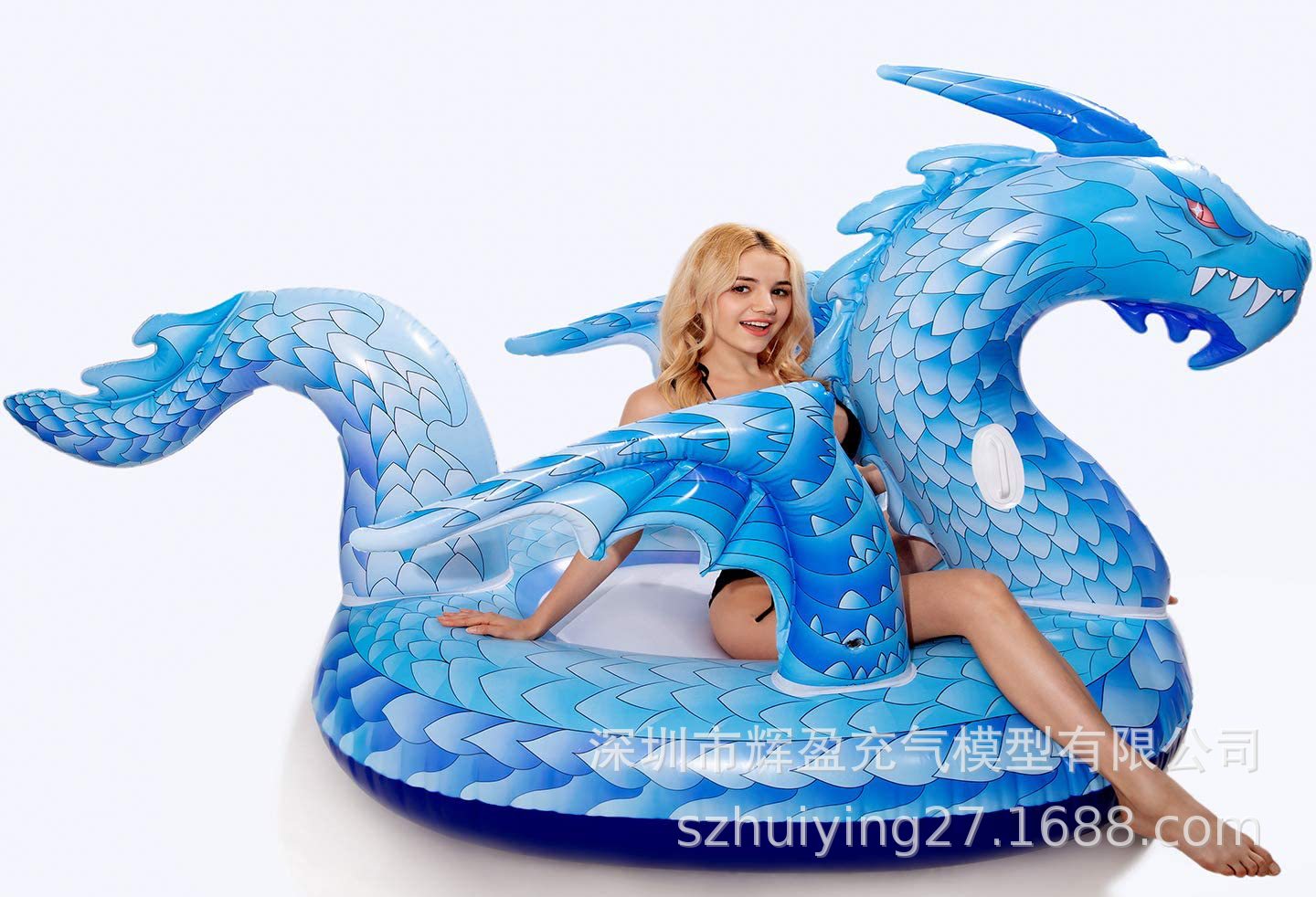 厂家pvc巨型充气龙浮排冰龙筏海滩游泳池派对休息室泳池漂浮物