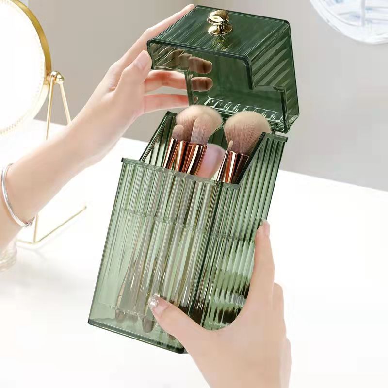 Makeup Brush Storage Tube Dustproof Pen Container Brush Desktop Acrylic Eyebrow Pencil Storage Cosmetics Eye Shadow Brush Storage Box