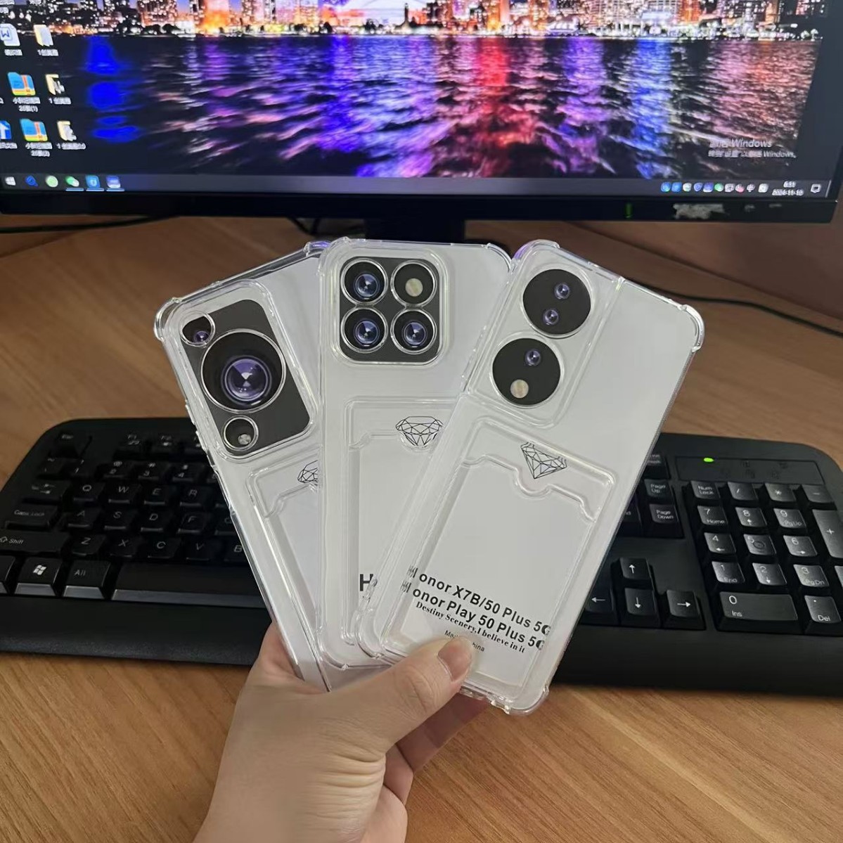 适用华为HONOR 200 PRO透明防摔PURA 70卡包NOVA13插卡手机保护壳