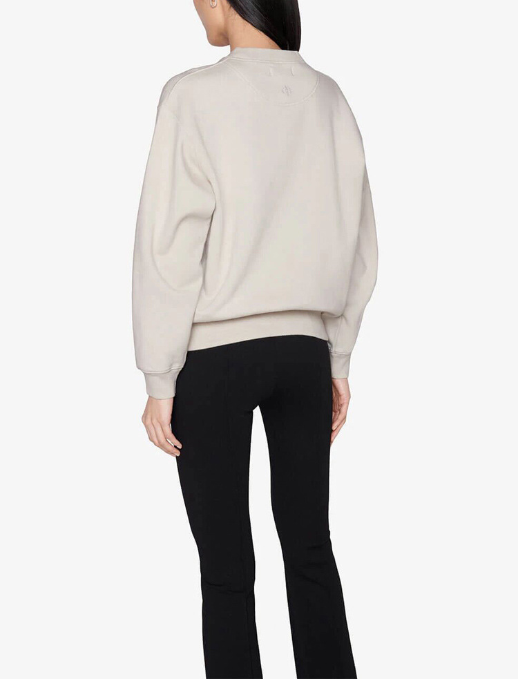 21秋冬新款北美小众字母刺绣绣花运动衫内里抓绒浅卡其色女士卫衣