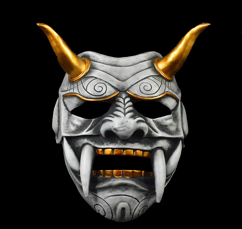 日式赤般若cos恐怖鬼脸獠牙魔王树脂万圣节集会演出面具挂摆件