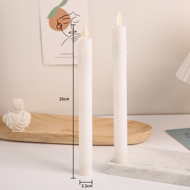 Electric Candle Lamp Halloween Pole Candle Long Brush Holder Glossy Wave Tears Swing Candle Party Birthday Decoration Remote Control