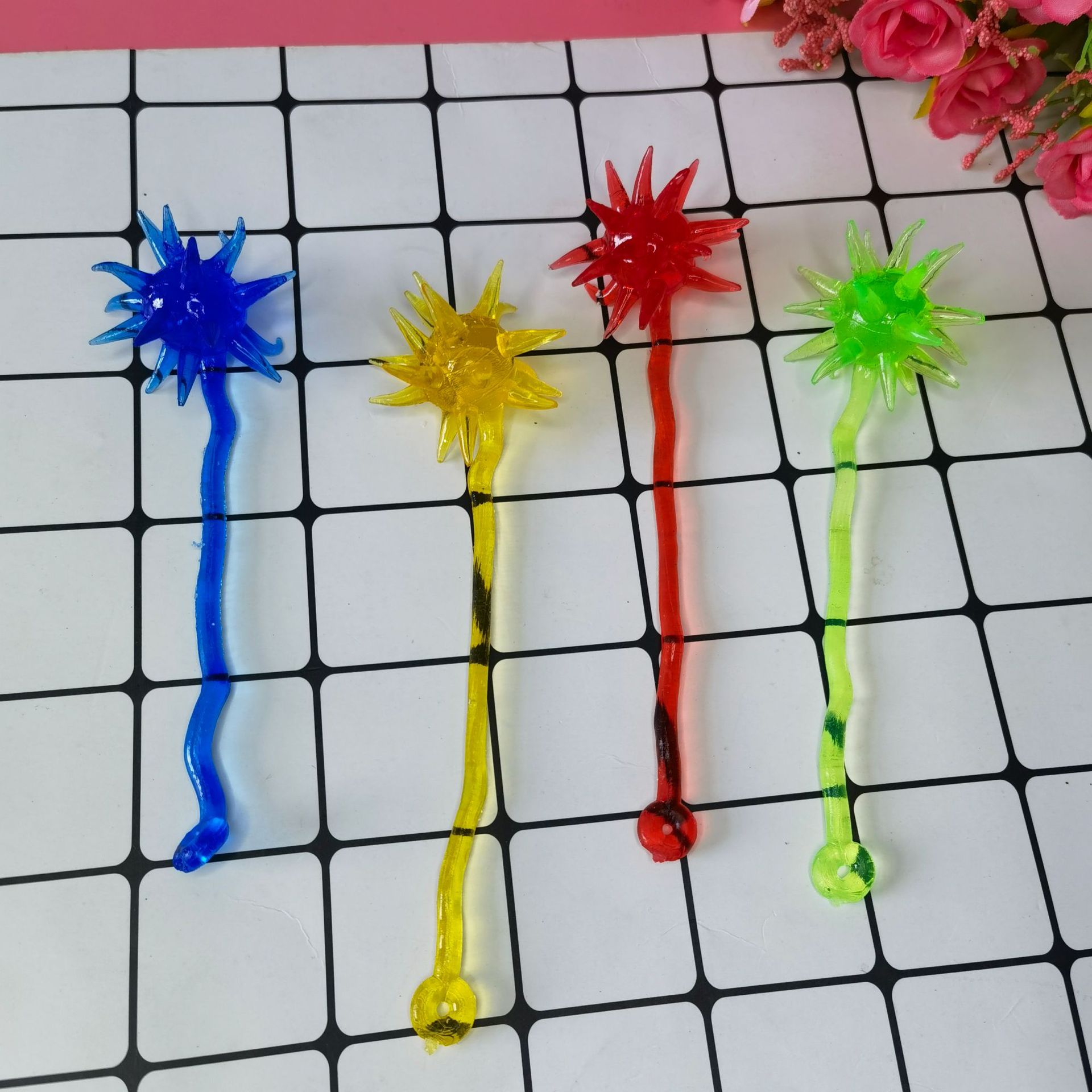 Sticky Toys Children's Fun Toys Sticky Meteor Hammer Soft Glue Hand-Shaking Sticky Wall Ball Retractable Sticky Hammer