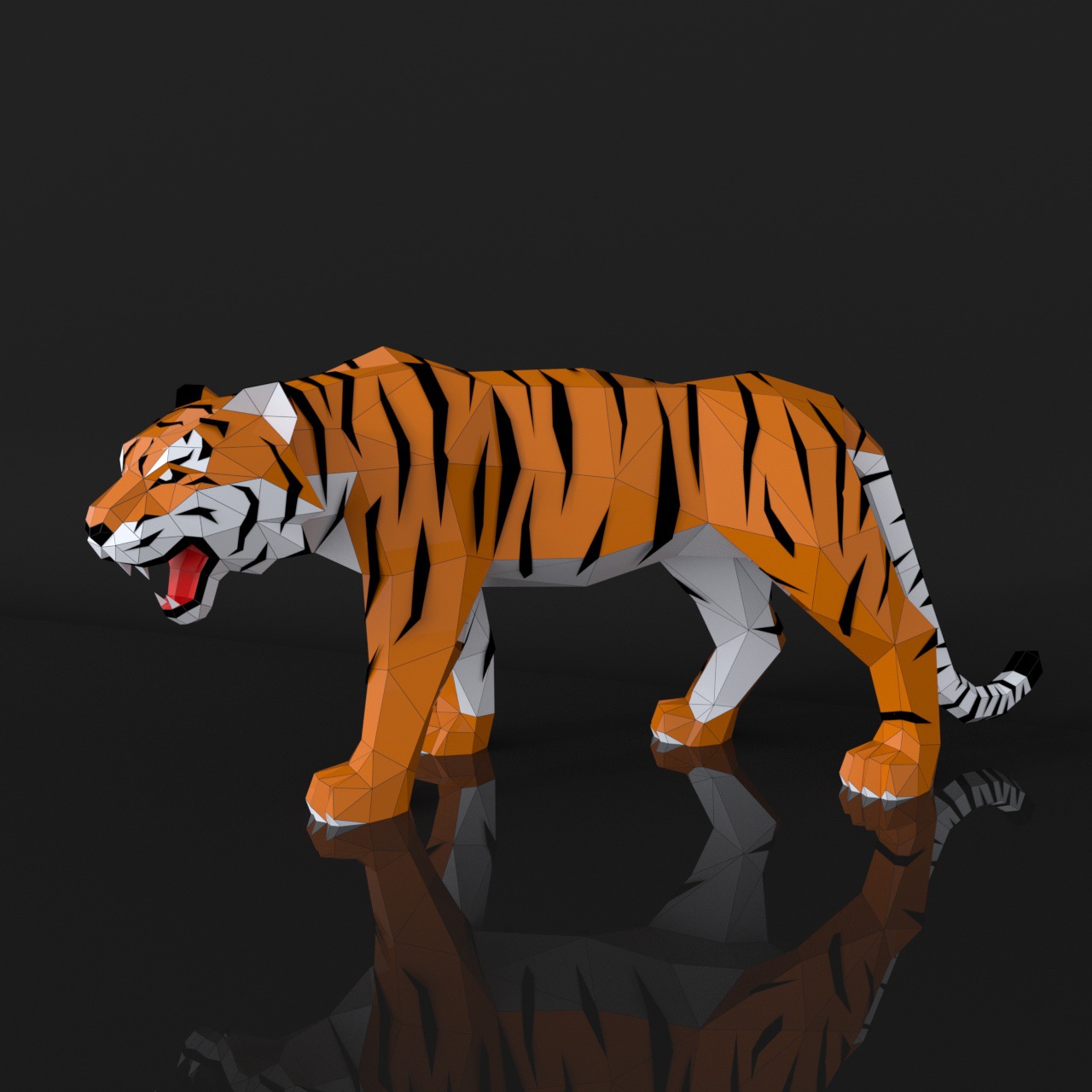 180厘米长 老虎生肖白虎动物落地纸艺手工diy纸模型大型立体摆件