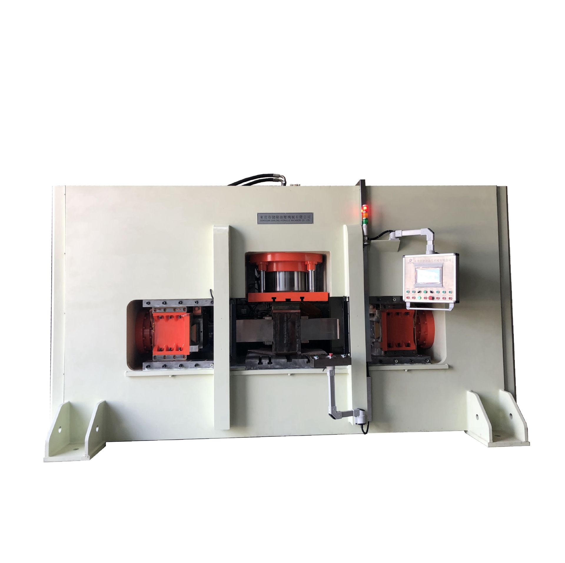 健隆新款定制不锈钢双卡压式管件三通挤压油压机 伺服多向锻压机