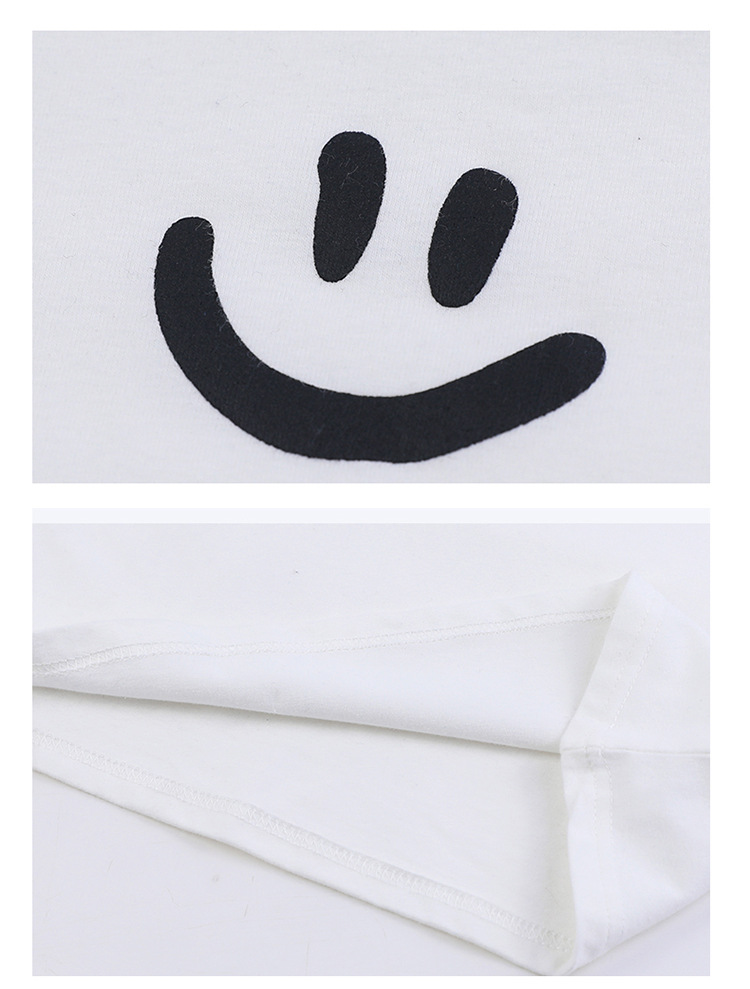 中小女童2021春季新款 简约舒适棉质笑脸圆领t恤 简单好搭-阿里巴巴