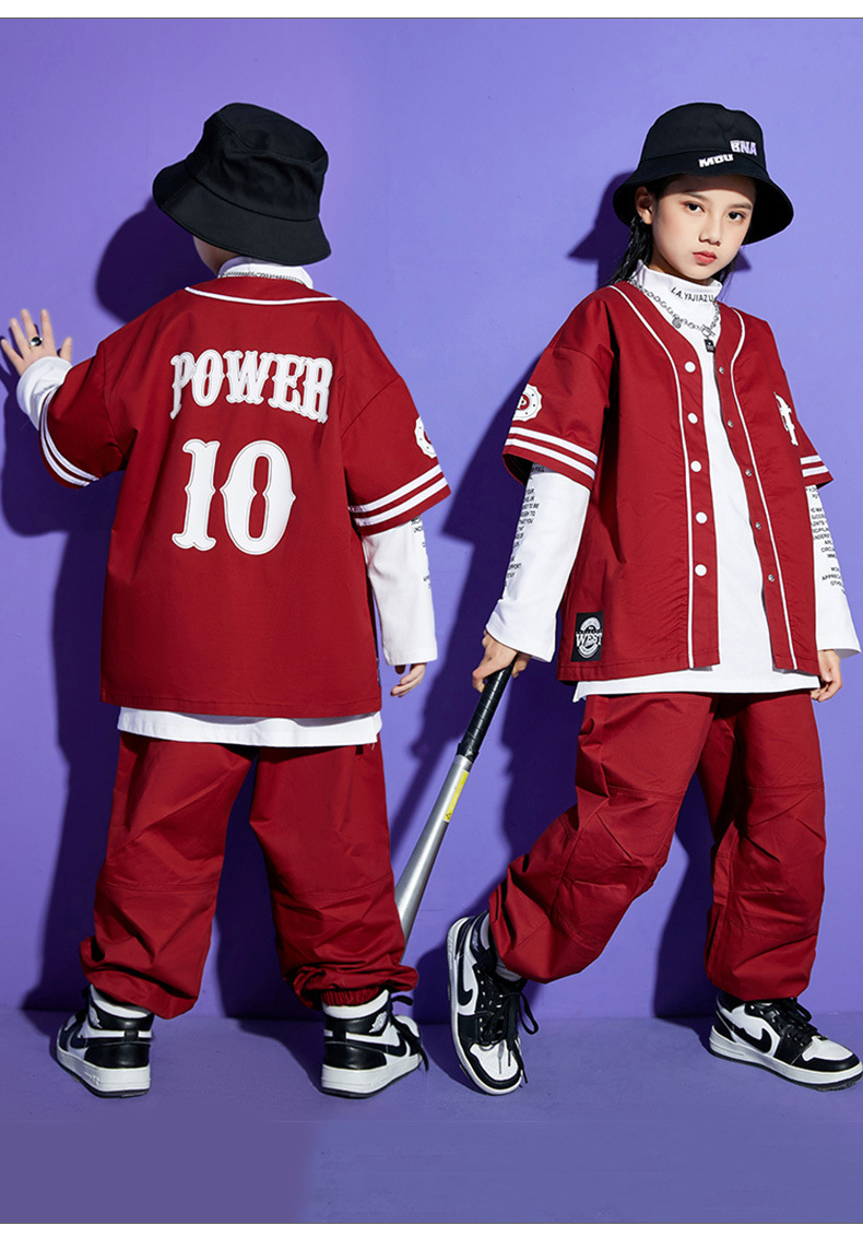 儿童街舞服装嘻哈hiphop棒球服套装男童少儿街舞爵士舞演出服女童
