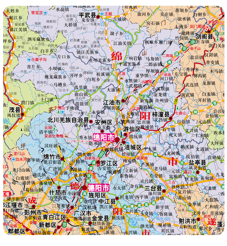 四川省地图2022年新版大尺寸106*76厘米墙贴防水高清交通旅游参考