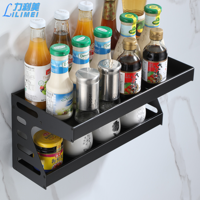ql@厨房调料置物架壁挂式免打孔墙上酱油醋调味盒用品收纳架佐料