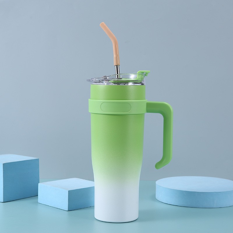 Exclusive for Cross-Border 40Oz Cup Large Capacity Thermos Cup Heat and Cold Insulation Large Ice Cup Cup with Straw Handle Cup