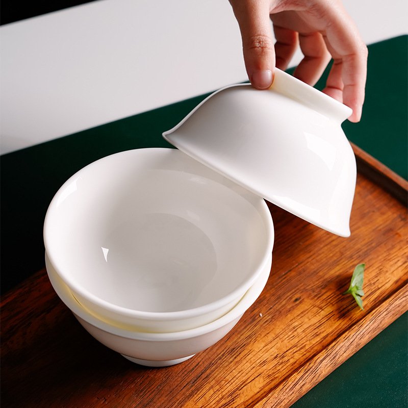 羊脂玉德化白瓷碗高档高端高脚家用餐具米饭吃饭碗具中式奢华
