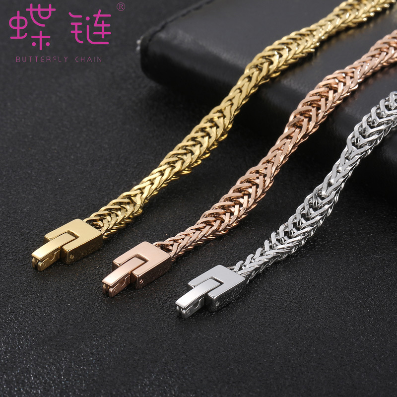 european and american fashion creative design titanium steel irregular positive and negative chain necklace street trend keel chain men‘s ornament