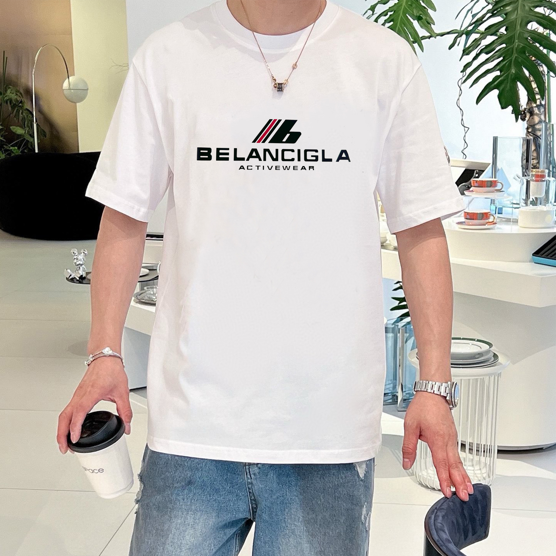 24ss夏季新款奢潮b家网红款新款logo印花男女同款宽松潮流短袖t恤