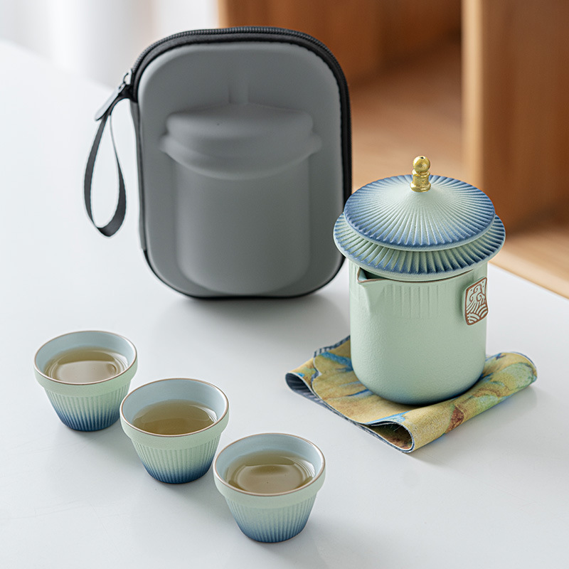 故宫旅行茶具快客杯一壶三杯户外国潮便携泡茶壶套装企业送礼商务