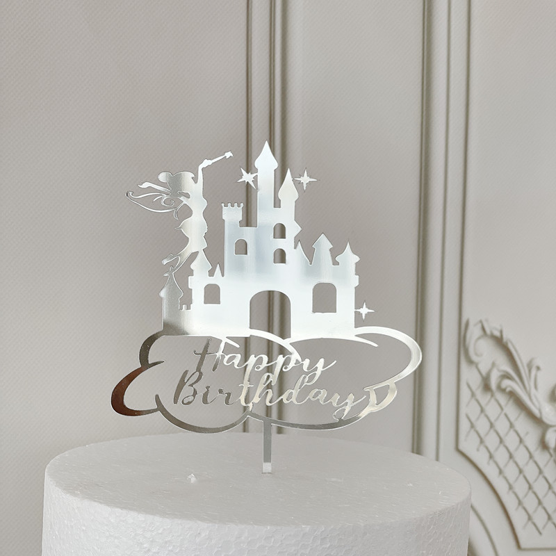Cross-Border New Product Baking Cake Topper Happy Birthday Wizard Castle Acrylic Cake Insertion Cake Decoration