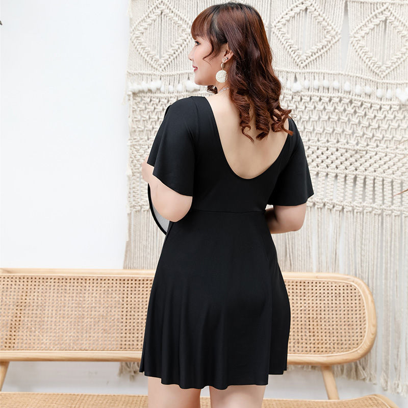 泳衣大码胖200女连体遮肚显瘦裙式加肥泡温泉保守胖子泳装-阿里巴巴