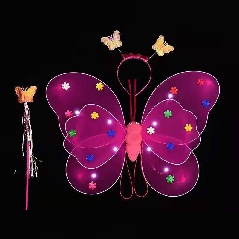 花仙子背的发光蝴蝶翅膀地摊玩具批发儿童背饰舞台演出蝴蝶翅膀