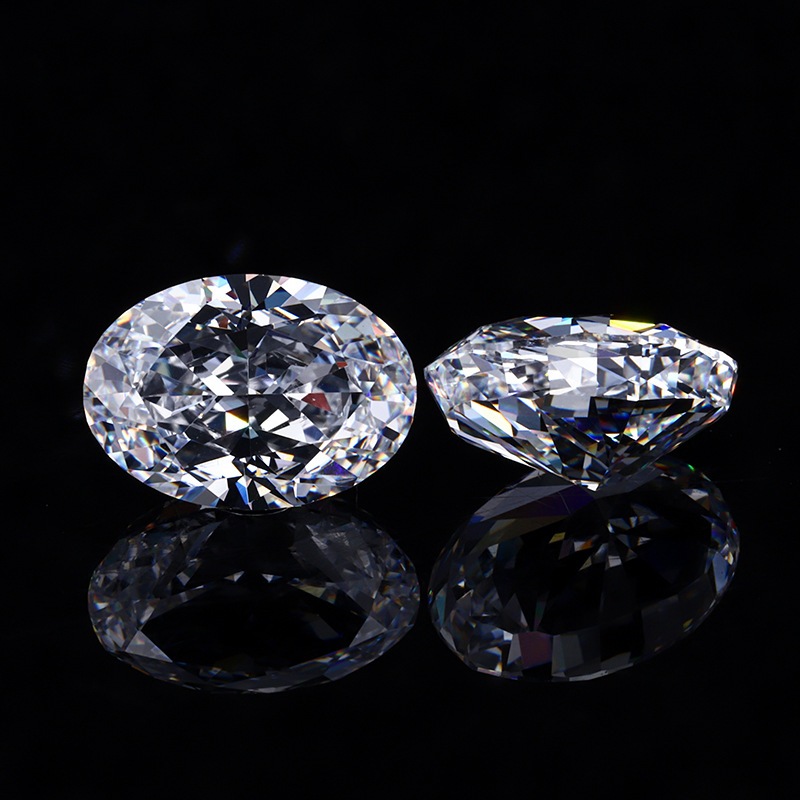 冰花切高碳钻立方氧化锆石梧州人工仿真宝石裸石白色椭圆形冰花钻