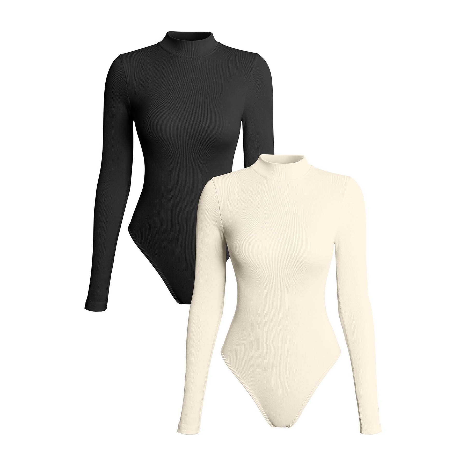 亚马逊女连体衣新款紧身性感保暖乌龟颈螺纹长袖三角裤连体衣