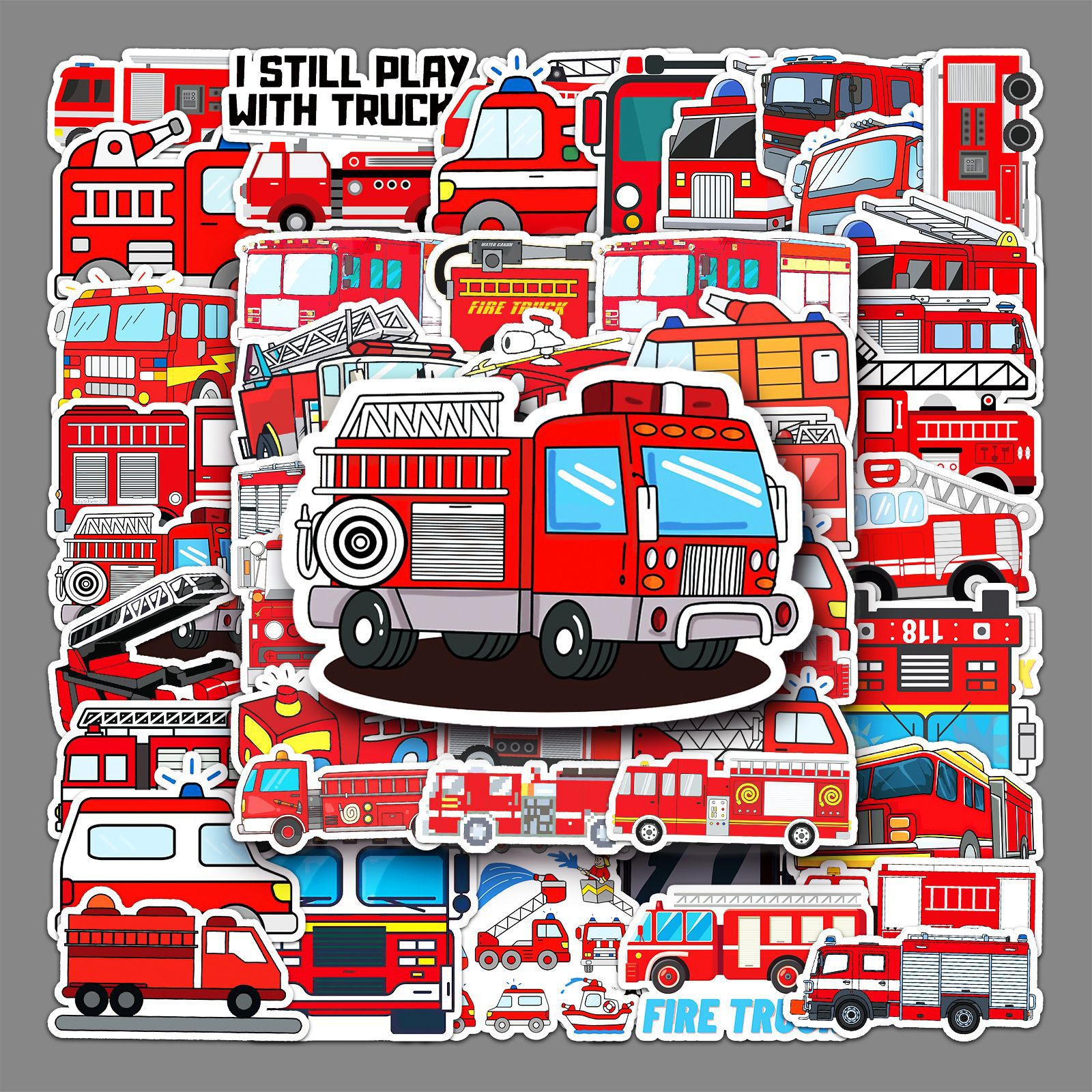 50张消防车创意贴纸滑板汽车行李箱贴纸笔记本电脑汽车摩托车装饰