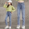 Girls Jeans spring and autumn 2021 new pattern Elastic force Tight trousers children Big boy Elastic force trousers girl Autumn
