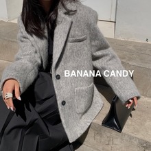 Banana candy高级感羊毛毛呢加厚西装领短款呢大衣外套冬季新款女