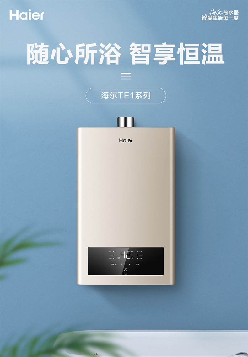 海尔燃气热水器家用13升智能防冻强排式恒温适用浴室天然气13wgs