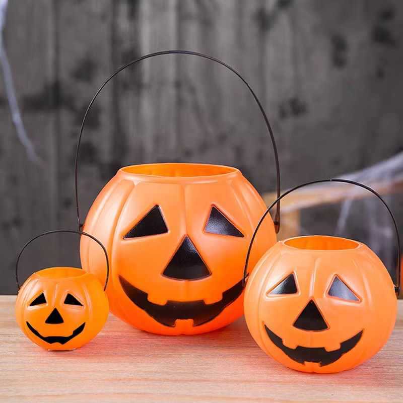 1pkn Halloween Pumpkin Lamp Light-Emitting Children's Portable Lantern Kindergarten Candy Props Horror Witch Scene Decoration