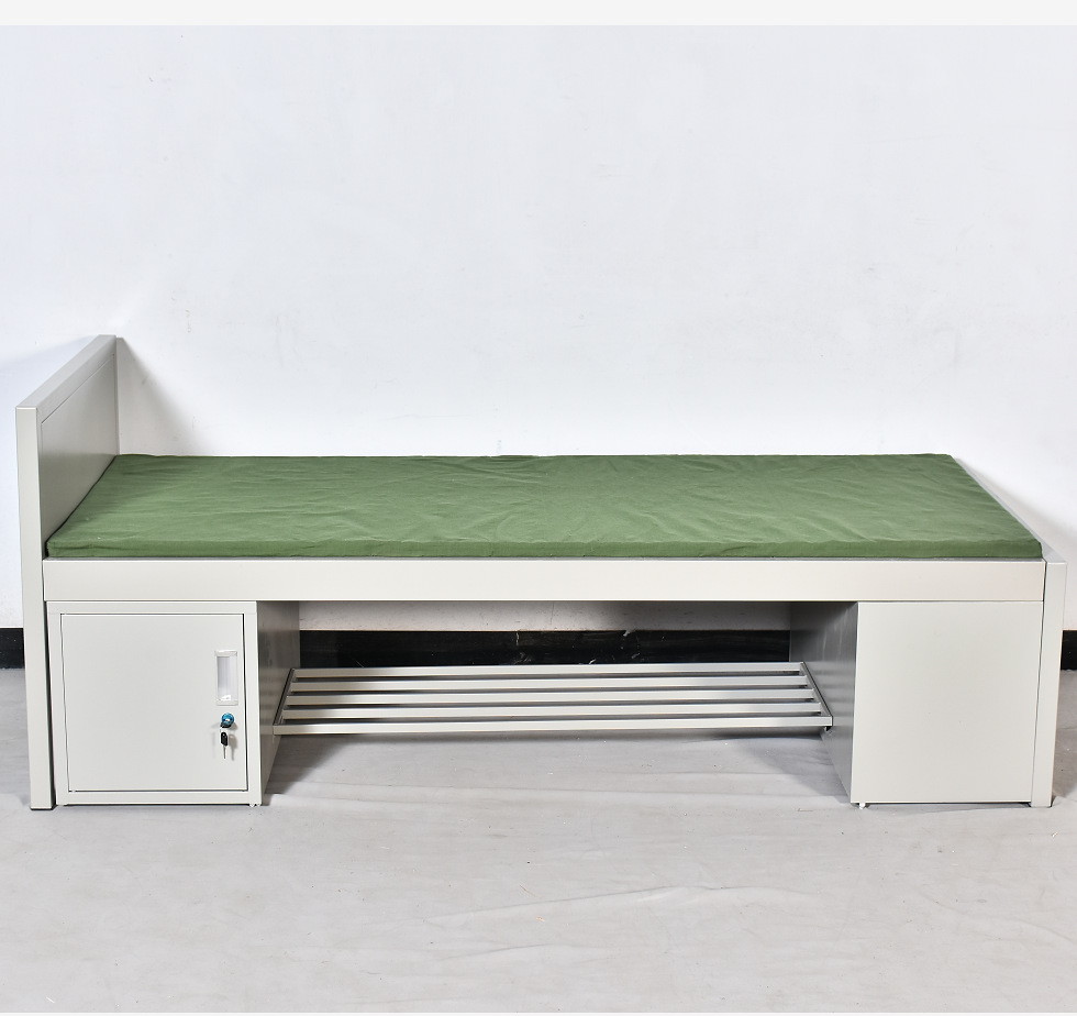 制式单人床钢制单人床单人铁床宿舍单人铁床带床下柜带鞋架单人床