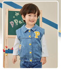 现货韩版童装外贸尾单国内专柜婴童男宝牛仔马甲PBVWB8711M