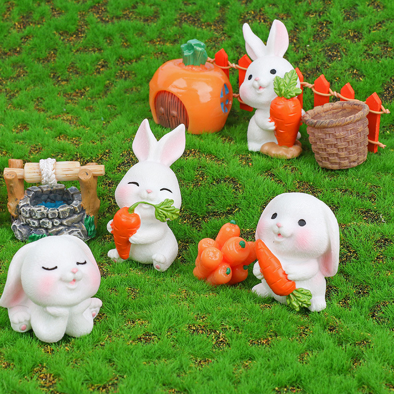 Micro Landscape Ornaments Cartoon Cute Rabbit Gardening Small Animal Resin Accessories Crafts Home Decoration Wholesale