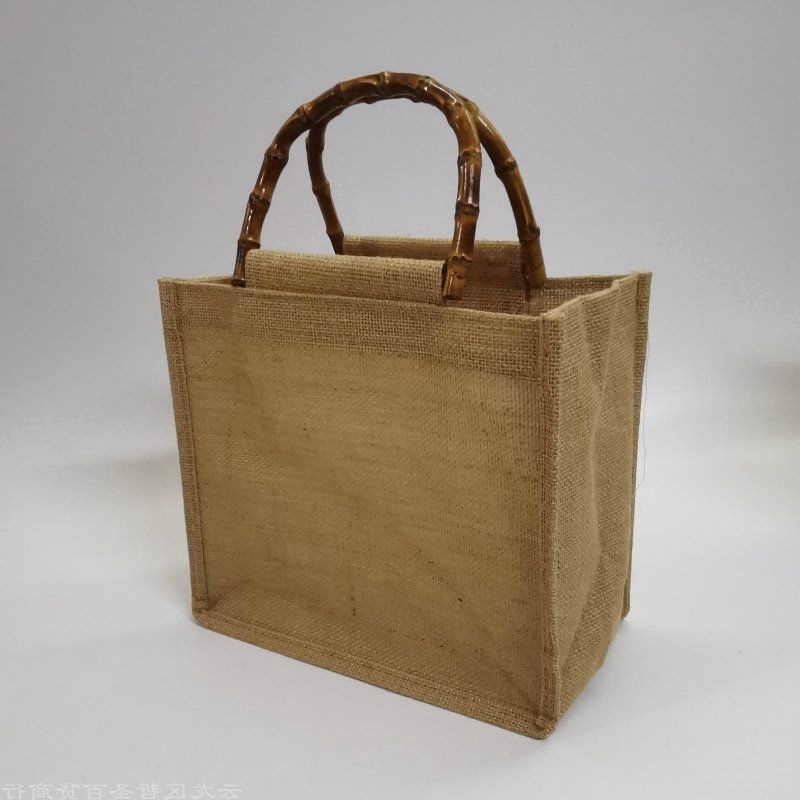 黄麻袋现货竹艺简易收叠购物袋亚麻手提袋日式手拎印度购物袋