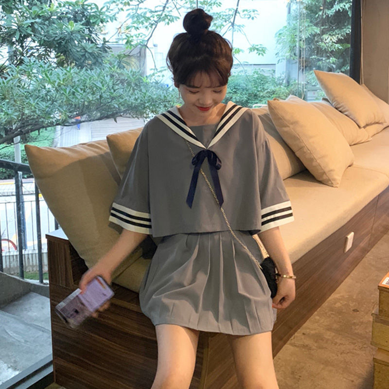 夏季日系校服jk水手服女学生韩版制服海军风短款小清新女短裙套装