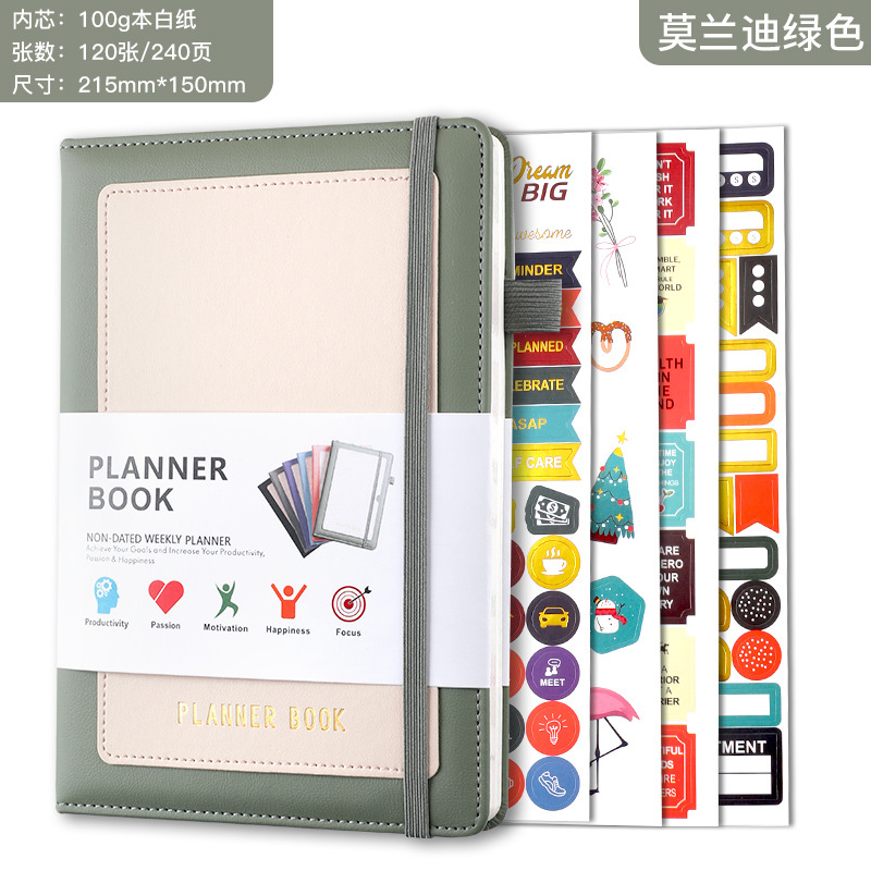 Spot Cross-Border A5 Weekly Plan Month Notebook Dot Matrix Square Self-Discipline Bandage Notebook Planner Efficiency Manual