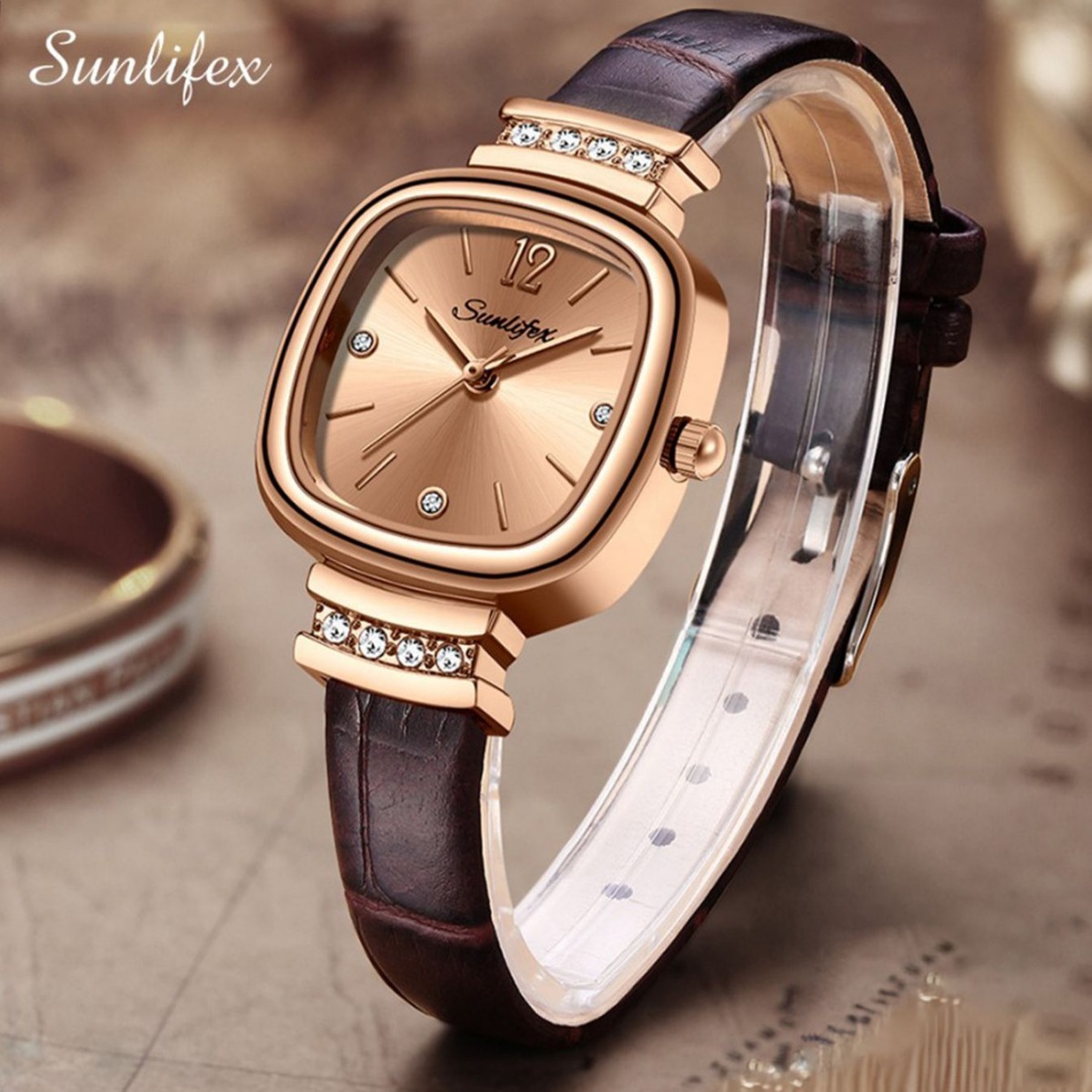 瑞士品牌新款女士石英表超薄防水小巧小方表直播外贸爆款一件代发